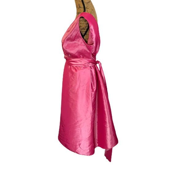 DESSY COLLECTION Hot Pink Ruched‎ Satin Midi Dress - Picture 8 of 13